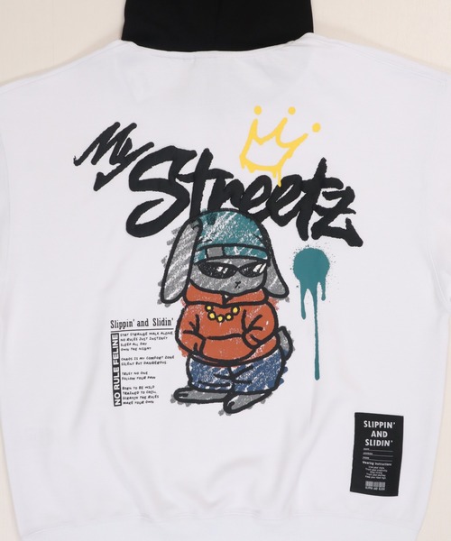 Ha-Li-C STORE(ハリックストア)の「ウサギ ラクガキロゴパーカー(パーカー・メンズ・ホワイト/ダークグリーン/ブラック・MEDIUM/LARGE/X-LARGE)」の6枚目の写真