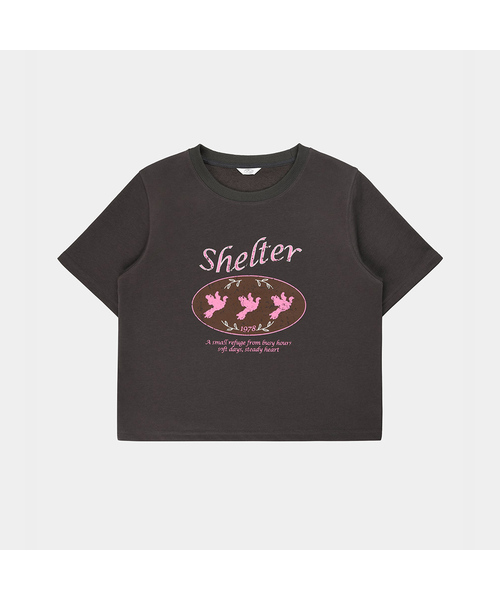 PIGMENT(ピグメント)の「シェルタービンテージプリンティングTシャツ (YZTS2606055)(Tシャツ/カットソー・レディース・チャコール/オートミール・FREE)」の1枚目の写真