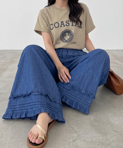 umune(ウムネ)の「裾のフリルデザインが大人可愛い♪イージーパンツ(その他パンツ・レディース・ライトインディゴブルー/インディゴブルー・FREE)」の15枚目の写真