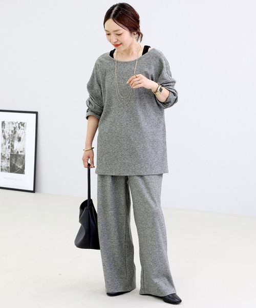 Aletta vita(アレッタビータ)の「共布リボン付杢調微起毛2WAYプルオーバー(Tシャツ/カットソー・レディース・グレー/ブラック・M)」の12枚目の写真