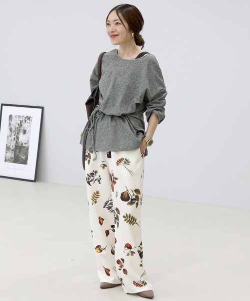 Aletta vita(アレッタビータ)の「共布リボン付杢調微起毛2WAYプルオーバー(Tシャツ/カットソー・レディース・グレー/ブラック・M)」の7枚目の写真