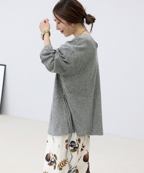 Aletta vita(アレッタビータ)の「共布リボン付杢調微起毛2WAYプルオーバー(Tシャツ/カットソー・レディース・グレー/ブラック・M)」の9枚目の写真