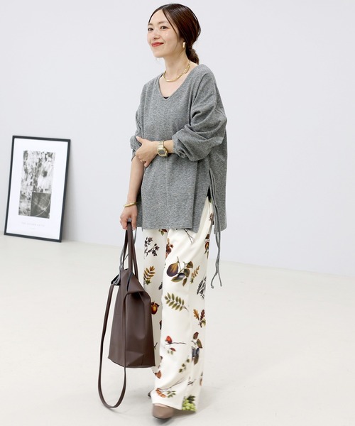Aletta vita(アレッタビータ)の「共布リボン付杢調微起毛2WAYプルオーバー(Tシャツ/カットソー・レディース・グレー/ブラック・M)」の10枚目の写真