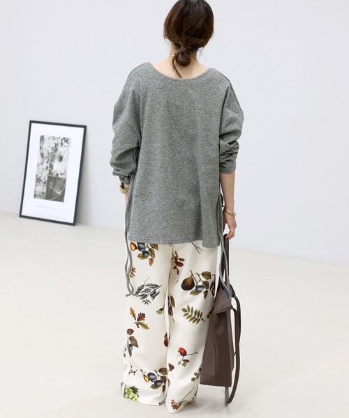 Aletta vita(アレッタビータ)の「共布リボン付杢調微起毛2WAYプルオーバー(Tシャツ/カットソー・レディース・グレー/ブラック・M)」の11枚目の写真