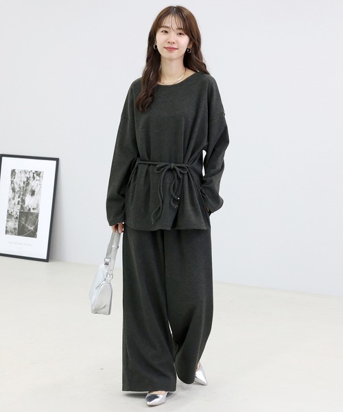 Aletta vita(アレッタビータ)の「共布リボン付杢調微起毛2WAYプルオーバー(Tシャツ/カットソー・レディース・グレー/ブラック・M)」の17枚目の写真