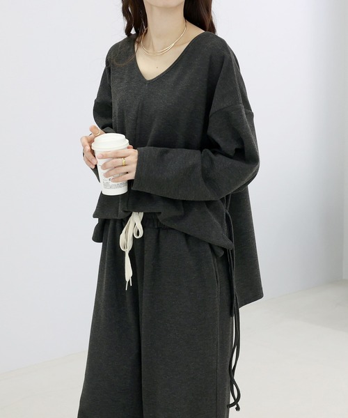 Aletta vita(アレッタビータ)の「共布リボン付杢調微起毛2WAYプルオーバー(Tシャツ/カットソー・レディース・グレー/ブラック・M)」の16枚目の写真