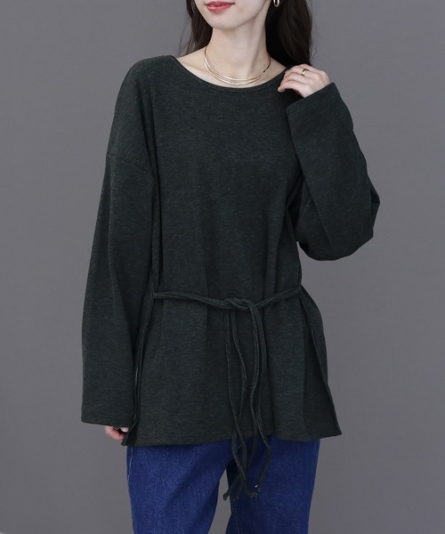 Aletta vita(アレッタビータ)の「共布リボン付杢調微起毛2WAYプルオーバー(Tシャツ/カットソー・レディース・グレー/ブラック・M)」の20枚目の写真