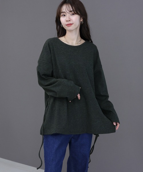 Aletta vita(アレッタビータ)の「共布リボン付杢調微起毛2WAYプルオーバー(Tシャツ/カットソー・レディース・グレー/ブラック・M)」の21枚目の写真