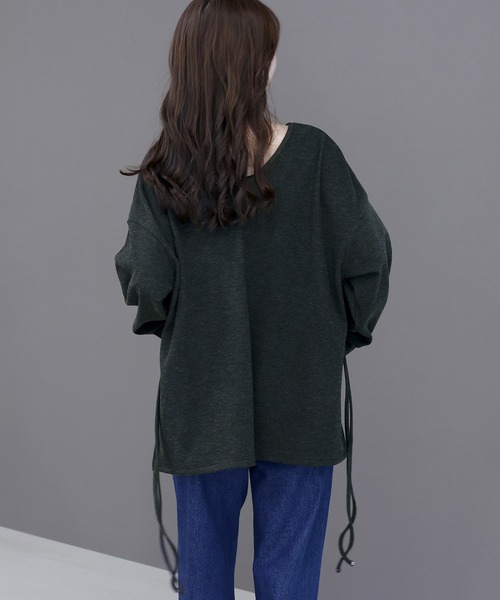 Aletta vita(アレッタビータ)の「共布リボン付杢調微起毛2WAYプルオーバー(Tシャツ/カットソー・レディース・グレー/ブラック・M)」の22枚目の写真