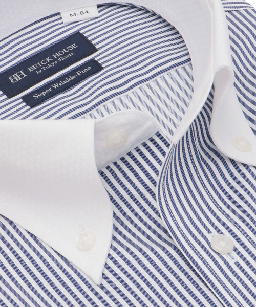 TOKYO SHIRTS(トウキョウシャツ)の「【超形態安定】【吸水速乾】 形態安定ノンアイロン ボタンダウン 長袖ビジネスワイシャツ(ビジネスシャツ・メンズ・ネイビー・首回り37cm-裄丈80cm/首回り37cm-裄丈84cm/首回り39cm-裄丈80cm/首回り39cm-裄丈84cm/首回り41cm-裄丈82cm/首回り41cm-裄丈86cm/首回り42cm-裄丈82cm/首回り42cm-裄丈86cm/首回り43cm-裄丈82cm/首回り43cm-裄丈86cm)」の2枚目の写真