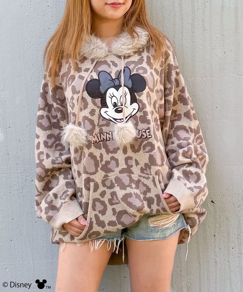 4GEEKS BY SPIRALGIRL(フォーギークスバイスパイラルガール)の「【Disney/ディズニー/ミニーマウス】レオパードニットフーディー(ニット/セーター・レディース・ベージュ/ピンク・FREE)」の16枚目の写真