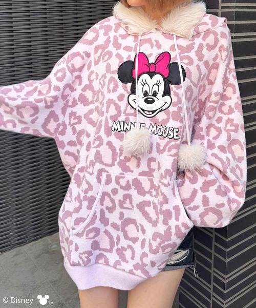 4GEEKS BY SPIRALGIRL(フォーギークスバイスパイラルガール)の「【Disney/ディズニー/ミニーマウス】レオパードニットフーディー(ニット/セーター・レディース・ベージュ/ピンク・FREE)」の11枚目の写真