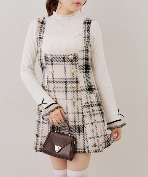 continuer de NICE CLAUP(コンティニューデナイスクラップ)の「バックレースアップミニワンピース(ワンピース・レディース・アイボリー/ネイビー/ブラック・FREE)」の1枚目の写真