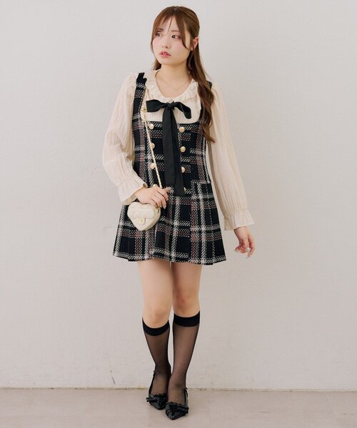 continuer de NICE CLAUP(コンティニューデナイスクラップ)の「バックレースアップミニワンピース(ワンピース・レディース・アイボリー/ネイビー/ブラック・FREE)」の16枚目の写真