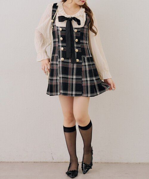 continuer de NICE CLAUP(コンティニューデナイスクラップ)の「バックレースアップミニワンピース(ワンピース・レディース・アイボリー/ネイビー/ブラック・FREE)」の18枚目の写真