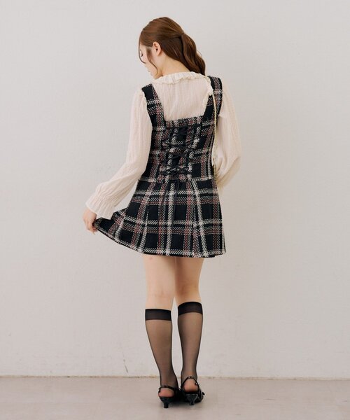 continuer de NICE CLAUP(コンティニューデナイスクラップ)の「バックレースアップミニワンピース(ワンピース・レディース・アイボリー/ネイビー/ブラック・FREE)」の20枚目の写真
