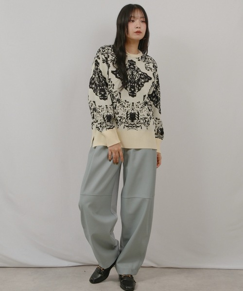 palm RICHE（ポームリシュ）の「膨れジャガードTOPS（ニット/セーター・レディース・アイボリー/レッド/チャコールグレー・M）」の14枚目の写真