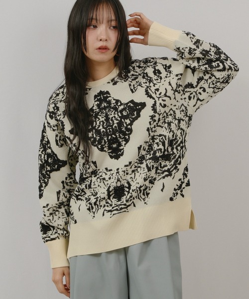 palm RICHE（ポームリシュ）の「膨れジャガードTOPS（ニット/セーター・レディース・アイボリー/レッド/チャコールグレー・M）」の16枚目の写真