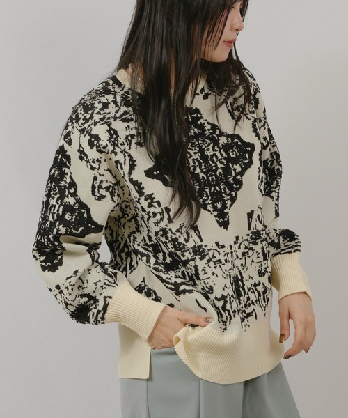 palm RICHE（ポームリシュ）の「膨れジャガードTOPS（ニット/セーター・レディース・アイボリー/レッド/チャコールグレー・M）」の17枚目の写真