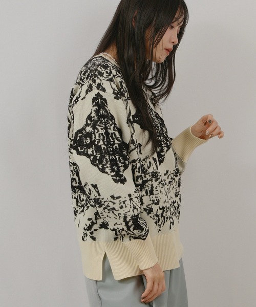 palm RICHE（ポームリシュ）の「膨れジャガードTOPS（ニット/セーター・レディース・アイボリー/レッド/チャコールグレー・M）」の18枚目の写真