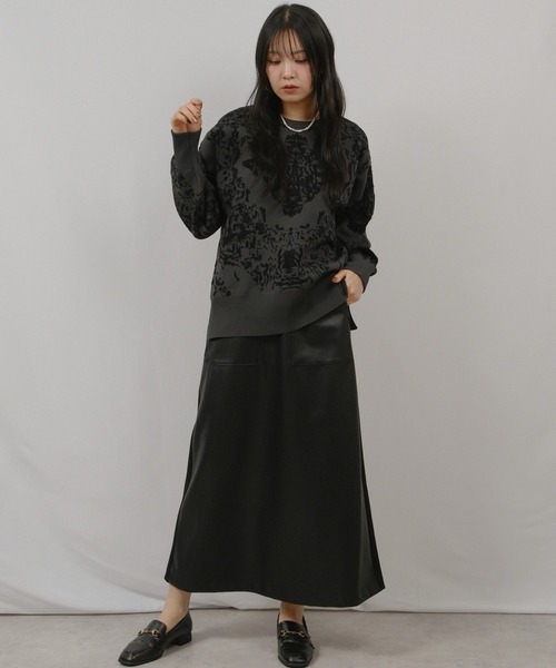 palm RICHE（ポームリシュ）の「膨れジャガードTOPS（ニット/セーター・レディース・アイボリー/レッド/チャコールグレー・M）」の4枚目の写真