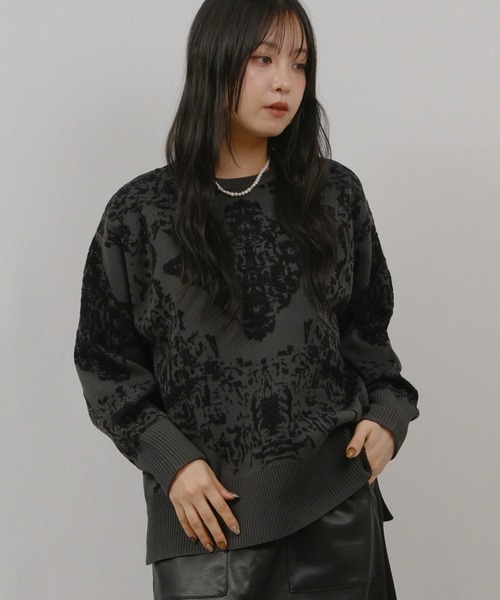 palm RICHE（ポームリシュ）の「膨れジャガードTOPS（ニット/セーター・レディース・アイボリー/レッド/チャコールグレー・M）」の5枚目の写真