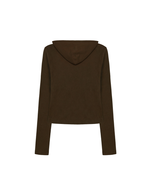 PASION(パシオン)の「スリム クリスタルグラム ジップアップパーカー_ブラウン Slim Crystal Glam Hoodie Zip-Up_Brown(パーカー・レディース・ブラウン・FREE)」の4枚目の写真