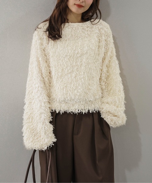 AMELY(エミリー)の「前後2WAY フェザーフリンジ トップス/カーディガン/Vネック(カーディガン/ボレロ・レディース・アイボリー/ブラウン/ブラック・フリー)」の11枚目の写真