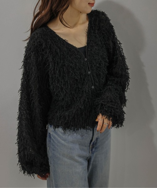 AMELY(エミリー)の「前後2WAY フェザーフリンジ トップス/カーディガン/Vネック(カーディガン/ボレロ・レディース・アイボリー/ブラウン/ブラック・フリー)」の14枚目の写真
