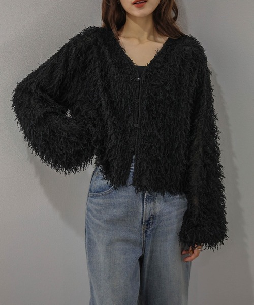 AMELY(エミリー)の「前後2WAY フェザーフリンジ トップス/カーディガン/Vネック(カーディガン/ボレロ・レディース・アイボリー/ブラウン/ブラック・フリー)」の15枚目の写真