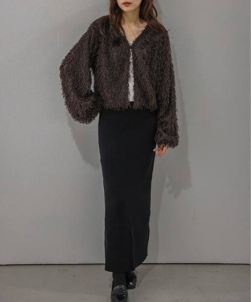 AMELY(エミリー)の「前後2WAY フェザーフリンジ トップス/カーディガン/Vネック(カーディガン/ボレロ・レディース・アイボリー/ブラウン/ブラック・フリー)」の18枚目の写真