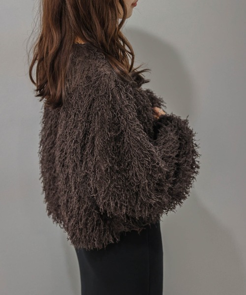 AMELY(エミリー)の「前後2WAY フェザーフリンジ トップス/カーディガン/Vネック(カーディガン/ボレロ・レディース・アイボリー/ブラウン/ブラック・フリー)」の21枚目の写真