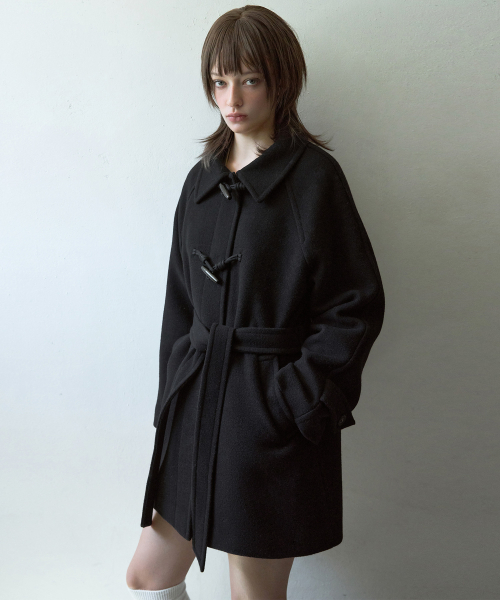 LEATHERY（レザリー）の「ウールメルトン ダッフルハーフコート [ブラック]（チェスターコート・レディース・その他・FREE）」の2枚目の写真