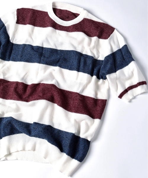SHIPS(シップス)の「SC: SHIPS(シップス) 12ゲージ ピケ ニットTシャツ2■(Tシャツ/カットソー・メンズ・グレー/ネイビー/ホワイト/ブルー系その他/ダークネイビー・LARGE/MEDIUM/SMALL)」の5枚目の写真