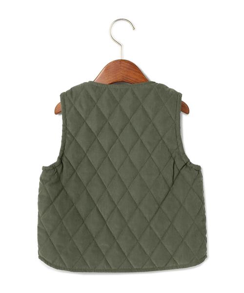 green label relaxing（グリーンレーベルリラクシング）の「ナカワタ ダイヤキルト ベスト◆（ベスト・キッズ・オリーブ・115/135/105/125/95）」の2枚目の写真