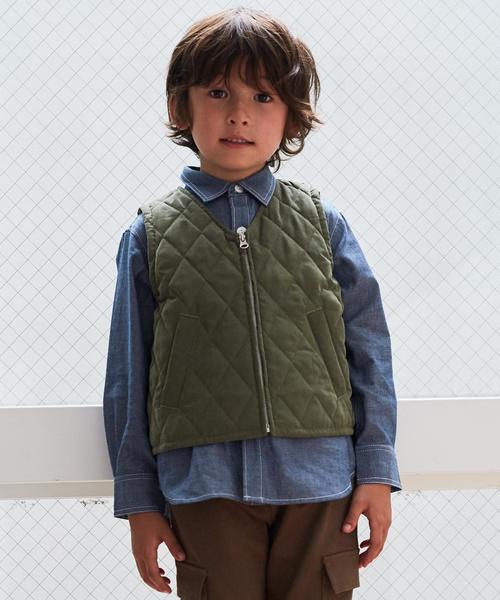 green label relaxing（グリーンレーベルリラクシング）の「ナカワタ ダイヤキルト ベスト◆（ベスト・キッズ・オリーブ・115/135/105/125/95）」の8枚目の写真