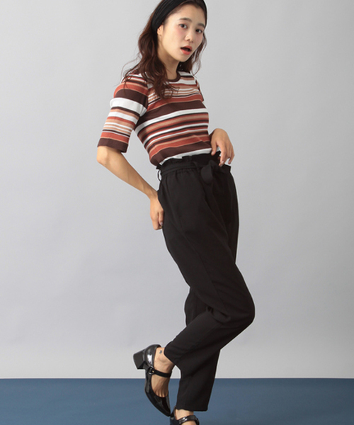 E hyphen world gallery(イーハイフンワールドギャラリー)の「ジョーゼットウエストリボンパンツ(その他パンツ・レディース・ブラック/オレンジ系その他・FREE)」の2枚目の写真
