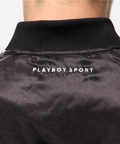 PLAYBOY（プレイボーイ）の「PLAYBOY/プレイボーイ サテン刺繍スカジャン（ブルゾン・メンズ・ホワイト/ブラック・L/M）」の9枚目の写真