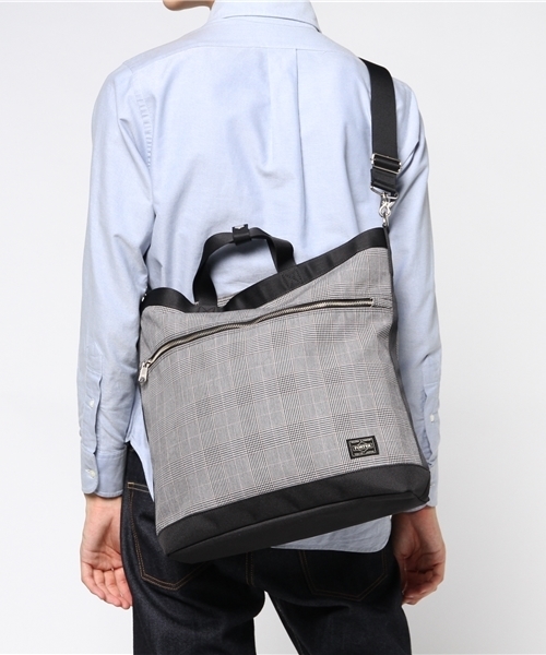 HEAD PORTER(ヘッドポーター)の「SAVILLE/2WAY TOTE BAG(ショルダーバッグ・メンズ・ネイビー/グレー・ONE SIZE)」の7枚目の写真