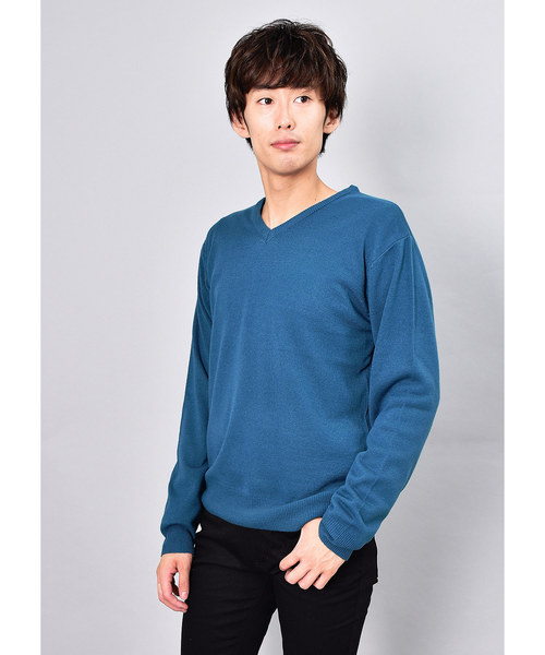 VIBGYOR（ヴィブジョー）の「VIBGYOR Select/カシミアタッチVネックニット（ニット/セーター・メンズ・ネイビー/ブルー系その他/ロイヤルブルー/マスタード/ホワイト/チャコールグレー/ブラック/ワインレッド/グリーン/ピンク/ブラック×グレー/ホワイト×グレー/ブラウン・LARGE/MEDIUM/X-LARGE）」の9枚目の写真