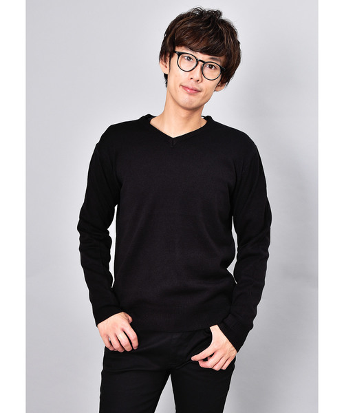 VIBGYOR（ヴィブジョー）の「VIBGYOR Select/カシミアタッチVネックニット（ニット/セーター・メンズ・ネイビー/ブルー系その他/ロイヤルブルー/マスタード/ホワイト/チャコールグレー/ブラック/ワインレッド/グリーン/ピンク/ブラック×グレー/ホワイト×グレー/ブラウン・LARGE/MEDIUM/X-LARGE）」の3枚目の写真