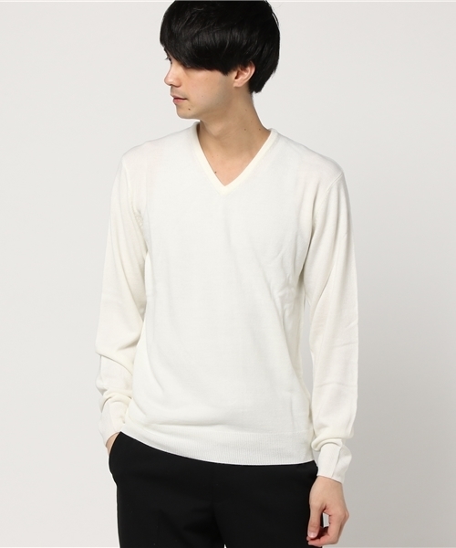 VIBGYOR（ヴィブジョー）の「VIBGYOR Select/カシミアタッチVネックニット（ニット/セーター・メンズ・ネイビー/ブルー系その他/ロイヤルブルー/マスタード/ホワイト/チャコールグレー/ブラック/ワインレッド/グリーン/ピンク/ブラック×グレー/ホワイト×グレー/ブラウン・LARGE/MEDIUM/X-LARGE）」の19枚目の写真