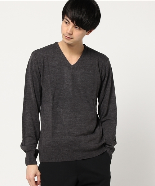 VIBGYOR（ヴィブジョー）の「VIBGYOR Select/カシミアタッチVネックニット（ニット/セーター・メンズ・ネイビー/ブルー系その他/ロイヤルブルー/マスタード/ホワイト/チャコールグレー/ブラック/ワインレッド/グリーン/ピンク/ブラック×グレー/ホワイト×グレー/ブラウン・LARGE/MEDIUM/X-LARGE）」の21枚目の写真