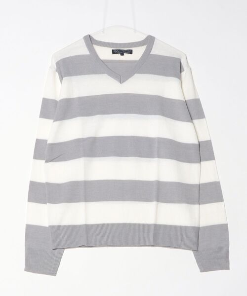 VIBGYOR（ヴィブジョー）の「VIBGYOR Select/カシミアタッチVネックニット（ニット/セーター・メンズ・ネイビー/ブルー系その他/ロイヤルブルー/マスタード/ホワイト/チャコールグレー/ブラック/ワインレッド/グリーン/ピンク/ブラック×グレー/ホワイト×グレー/ブラウン・LARGE/MEDIUM/X-LARGE）」の2枚目の写真