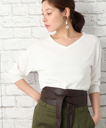 LEPSIM | 12GマシンウォッシャブルVネックプルオーバー７S 739423(ニット/セーター)