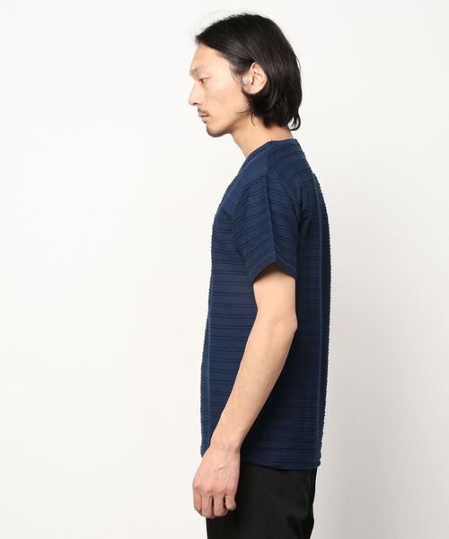 ADMIX/ATELIER SAB MEN（アドミックスアトリエサブメン）の「ピンタック ジャガード ボーダー ／ Vネック Tシャツ（半袖）（Tシャツ/カットソー・メンズ・ブラック/カーキ/オフホワイト/ネイビー/ブルー系その他/ブラック系その他・50/48/52）」の12枚目の写真