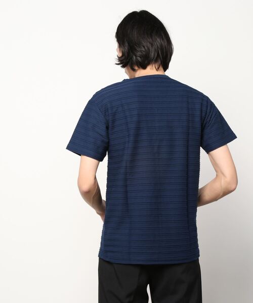 ADMIX/ATELIER SAB MEN（アドミックスアトリエサブメン）の「ピンタック ジャガード ボーダー ／ Vネック Tシャツ（半袖）（Tシャツ/カットソー・メンズ・ブラック/カーキ/オフホワイト/ネイビー/ブルー系その他/ブラック系その他・50/48/52）」の11枚目の写真
