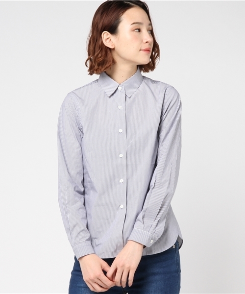 L&HARMONY（エルアンドハーモニー）の「[L&HARMONY / エルアンドハーモニー] ストライプギャザーシャツ（シャツ/ブラウス・レディース・ネイビー・FREE）」の10枚目の写真