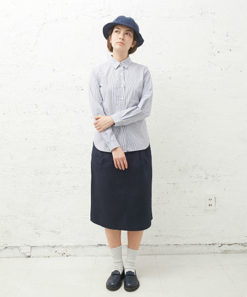 L&HARMONY（エルアンドハーモニー）の「[L&HARMONY / エルアンドハーモニー] ストライプギャザーシャツ（シャツ/ブラウス・レディース・ネイビー・FREE）」の13枚目の写真