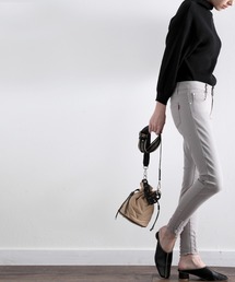 classicalelf（クラシカルエルフ）の「裾フリンジの美脚フレイドローライズスキニーデニム&チノパンツ(フルレングス)（デニムパンツ）」